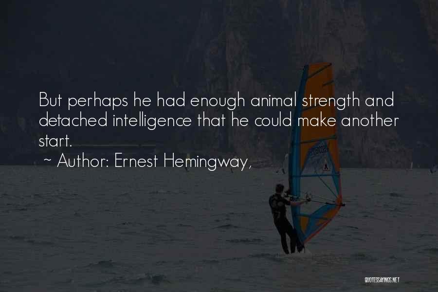 Ernest Hemingway, Quotes: But Perhaps He Had Enough Animal Strength And Detached Intelligence That He Could Make Another Start.