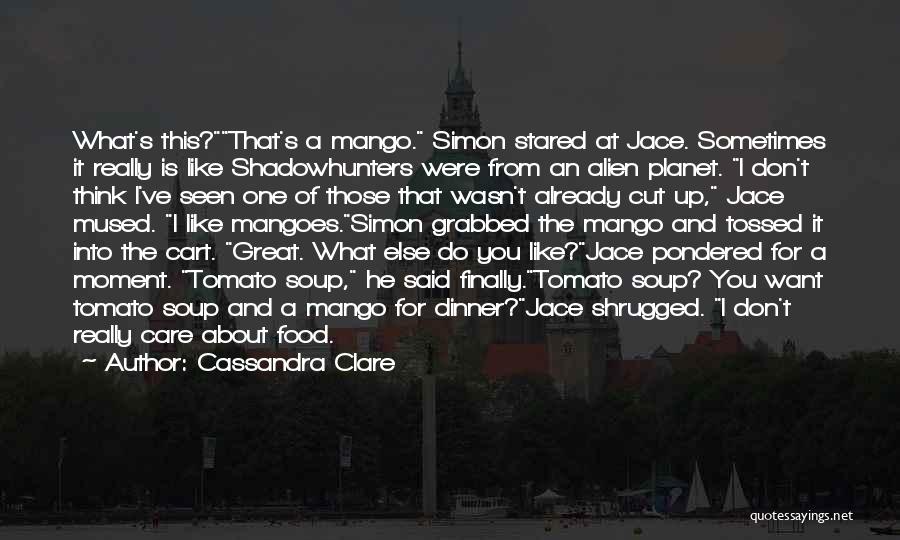Cassandra Clare Quotes: What's This?that's A Mango. Simon Stared At Jace. Sometimes It Really Is Like Shadowhunters Were From An Alien Planet. I