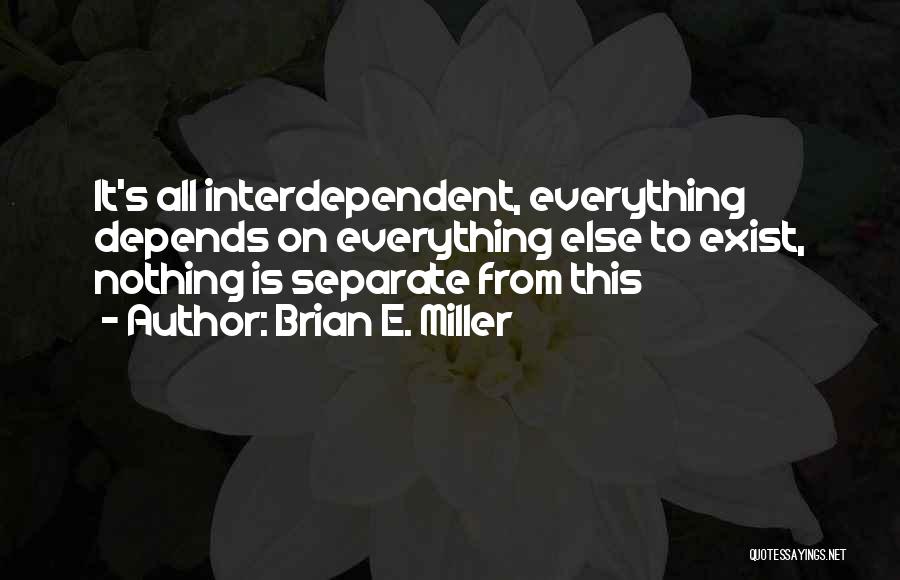 Brian E. Miller Quotes: It's All Interdependent, Everything Depends On Everything Else To Exist, Nothing Is Separate From This