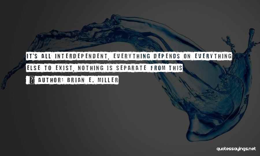 Brian E. Miller Quotes: It's All Interdependent, Everything Depends On Everything Else To Exist, Nothing Is Separate From This