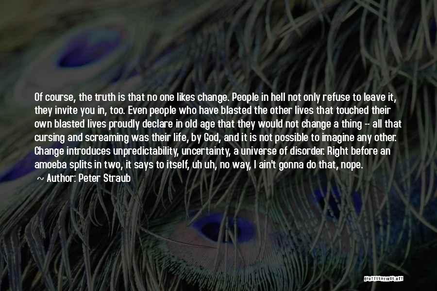 Peter Straub Quotes: Of Course, The Truth Is That No One Likes Change. People In Hell Not Only Refuse To Leave It, They