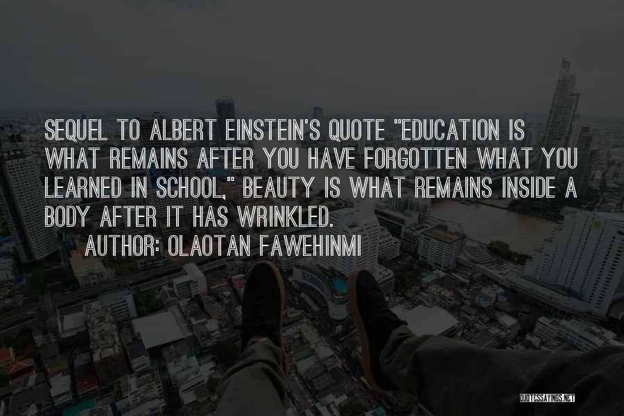 Olaotan Fawehinmi Quotes: Sequel To Albert Einstein's Quote Education Is What Remains After You Have Forgotten What You Learned In School, Beauty Is