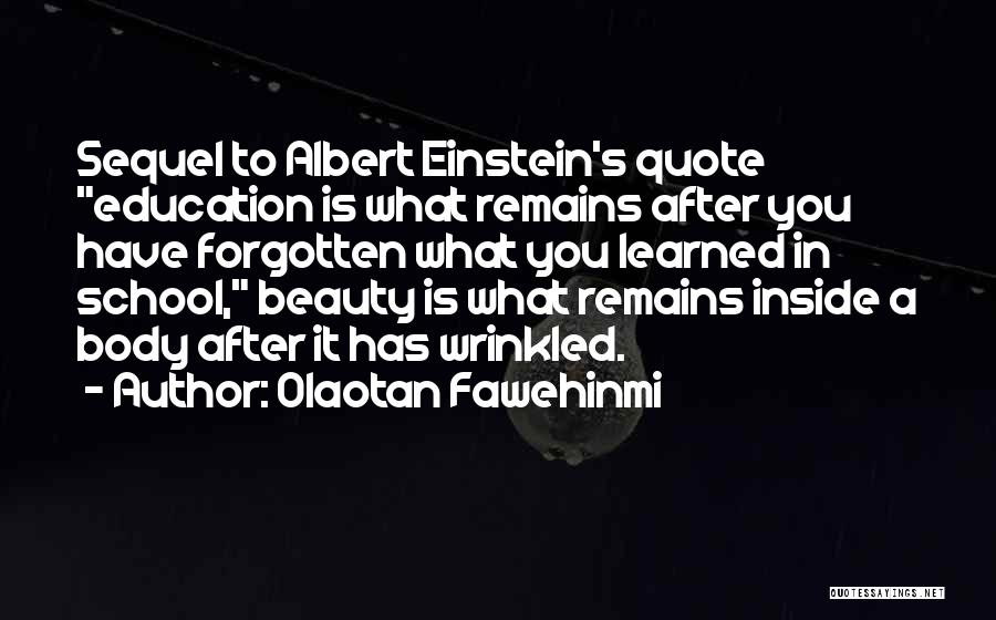 Olaotan Fawehinmi Quotes: Sequel To Albert Einstein's Quote Education Is What Remains After You Have Forgotten What You Learned In School, Beauty Is