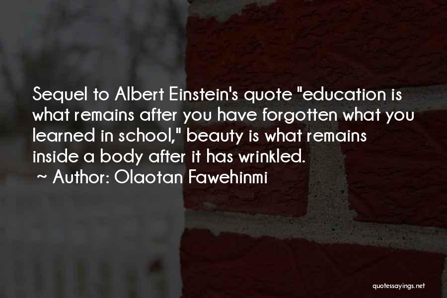 Olaotan Fawehinmi Quotes: Sequel To Albert Einstein's Quote Education Is What Remains After You Have Forgotten What You Learned In School, Beauty Is