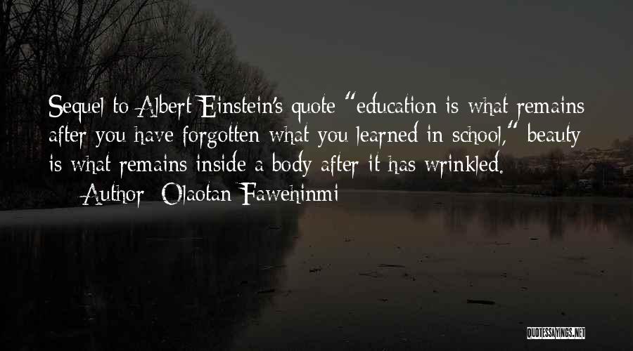 Olaotan Fawehinmi Quotes: Sequel To Albert Einstein's Quote Education Is What Remains After You Have Forgotten What You Learned In School, Beauty Is