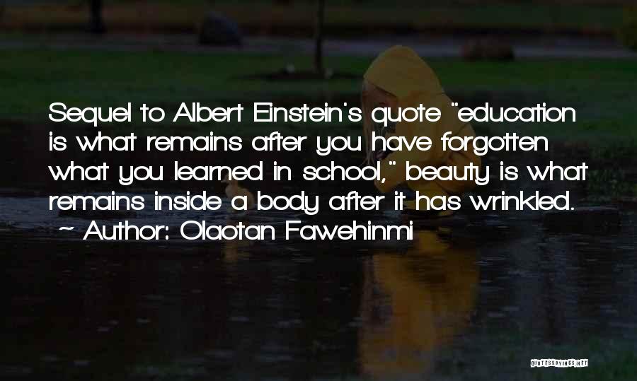 Olaotan Fawehinmi Quotes: Sequel To Albert Einstein's Quote Education Is What Remains After You Have Forgotten What You Learned In School, Beauty Is