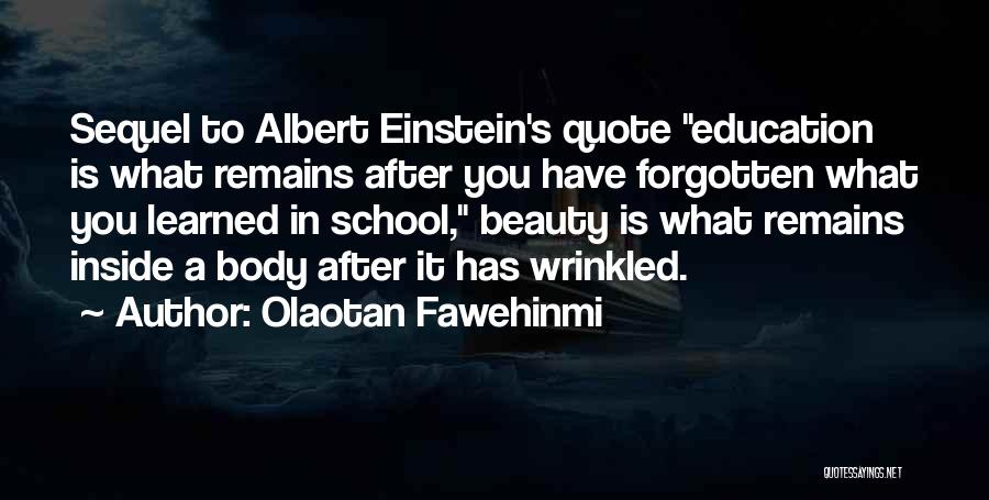 Olaotan Fawehinmi Quotes: Sequel To Albert Einstein's Quote Education Is What Remains After You Have Forgotten What You Learned In School, Beauty Is