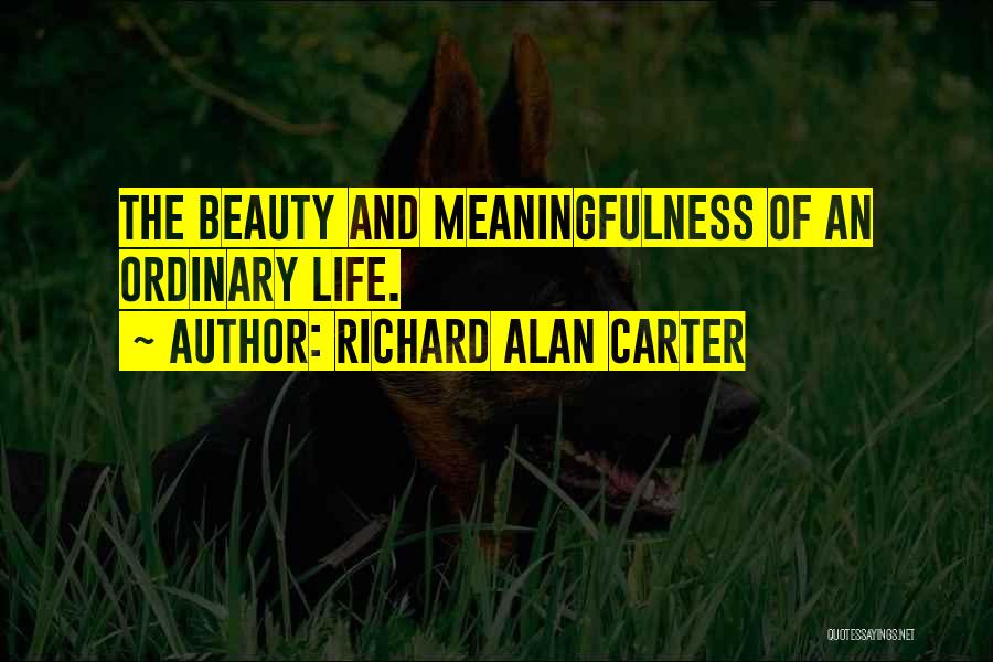 Richard Alan Carter Quotes: The Beauty And Meaningfulness Of An Ordinary Life.