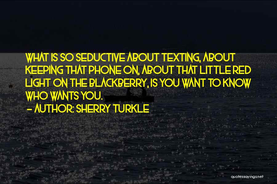 Sherry Turkle Quotes: What Is So Seductive About Texting, About Keeping That Phone On, About That Little Red Light On The Blackberry, Is