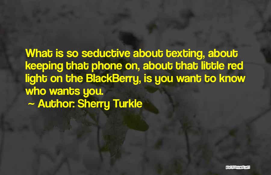 Sherry Turkle Quotes: What Is So Seductive About Texting, About Keeping That Phone On, About That Little Red Light On The Blackberry, Is