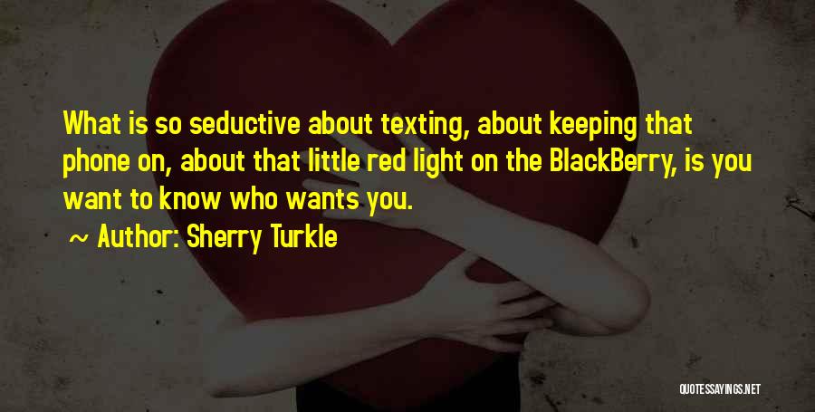 Sherry Turkle Quotes: What Is So Seductive About Texting, About Keeping That Phone On, About That Little Red Light On The Blackberry, Is