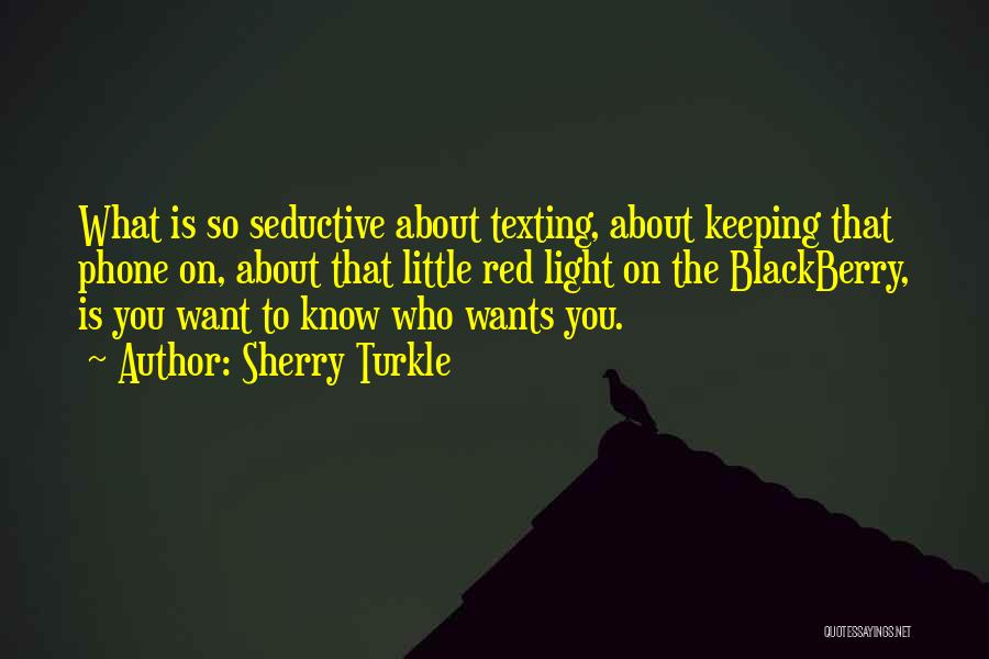 Sherry Turkle Quotes: What Is So Seductive About Texting, About Keeping That Phone On, About That Little Red Light On The Blackberry, Is