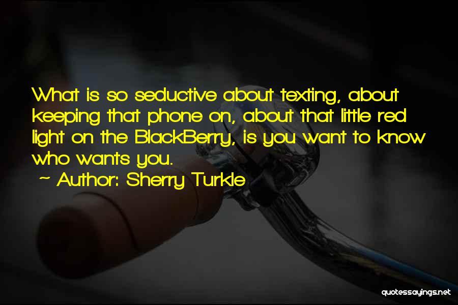 Sherry Turkle Quotes: What Is So Seductive About Texting, About Keeping That Phone On, About That Little Red Light On The Blackberry, Is