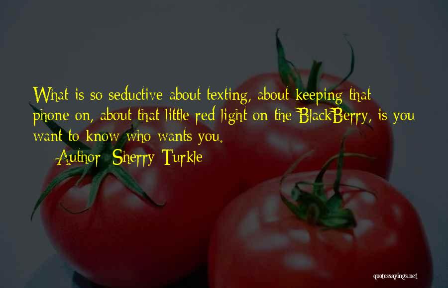 Sherry Turkle Quotes: What Is So Seductive About Texting, About Keeping That Phone On, About That Little Red Light On The Blackberry, Is