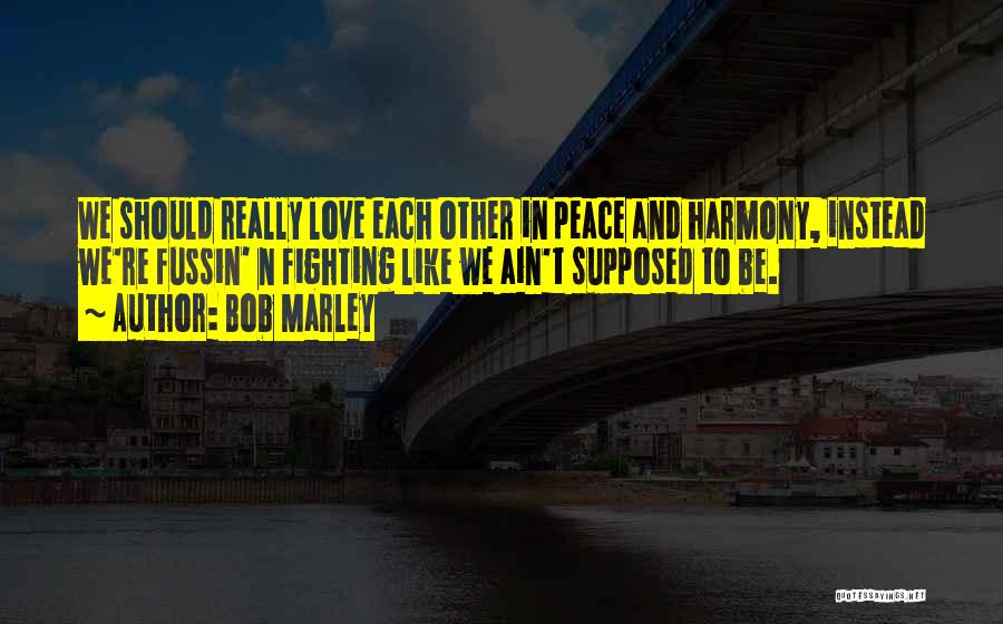 Bob Marley Quotes: We Should Really Love Each Other In Peace And Harmony, Instead We're Fussin' N Fighting Like We Ain't Supposed To