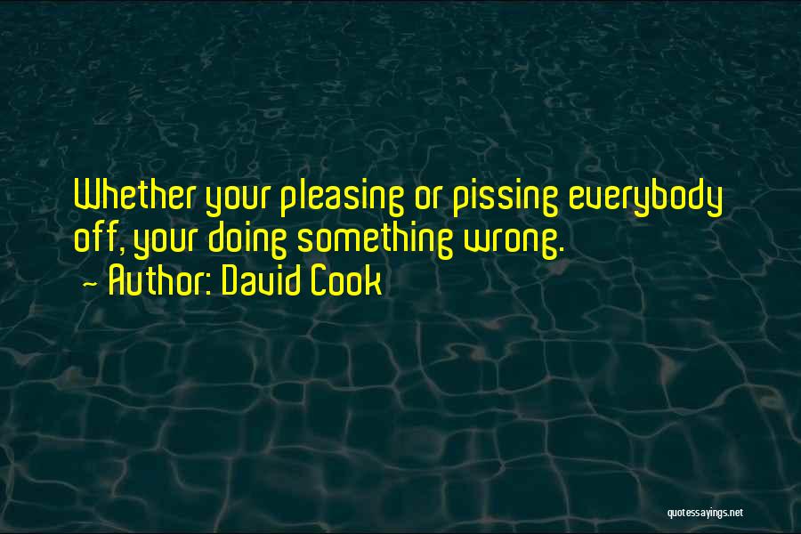 David Cook Quotes: Whether Your Pleasing Or Pissing Everybody Off, Your Doing Something Wrong.