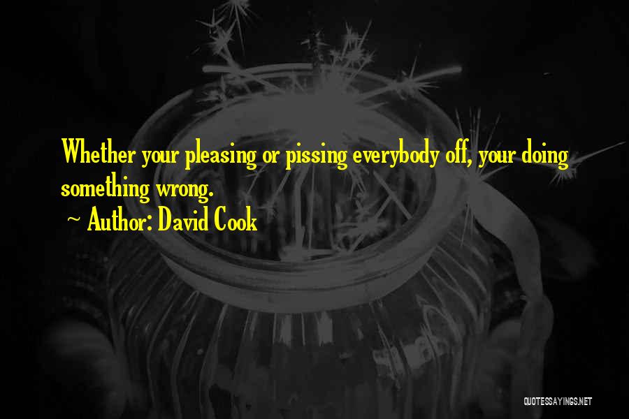 David Cook Quotes: Whether Your Pleasing Or Pissing Everybody Off, Your Doing Something Wrong.