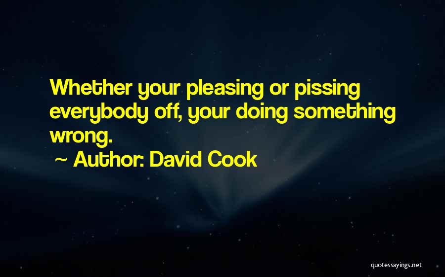 David Cook Quotes: Whether Your Pleasing Or Pissing Everybody Off, Your Doing Something Wrong.