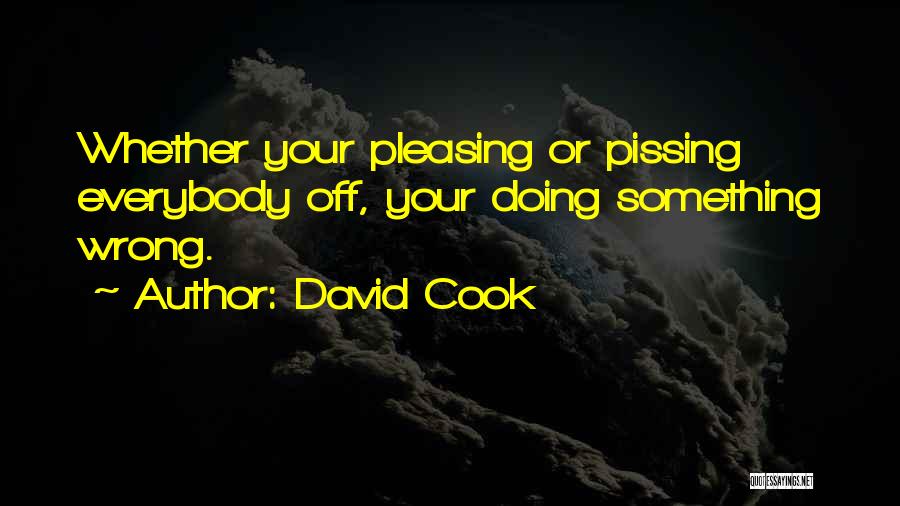 David Cook Quotes: Whether Your Pleasing Or Pissing Everybody Off, Your Doing Something Wrong.