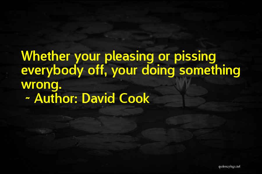 David Cook Quotes: Whether Your Pleasing Or Pissing Everybody Off, Your Doing Something Wrong.