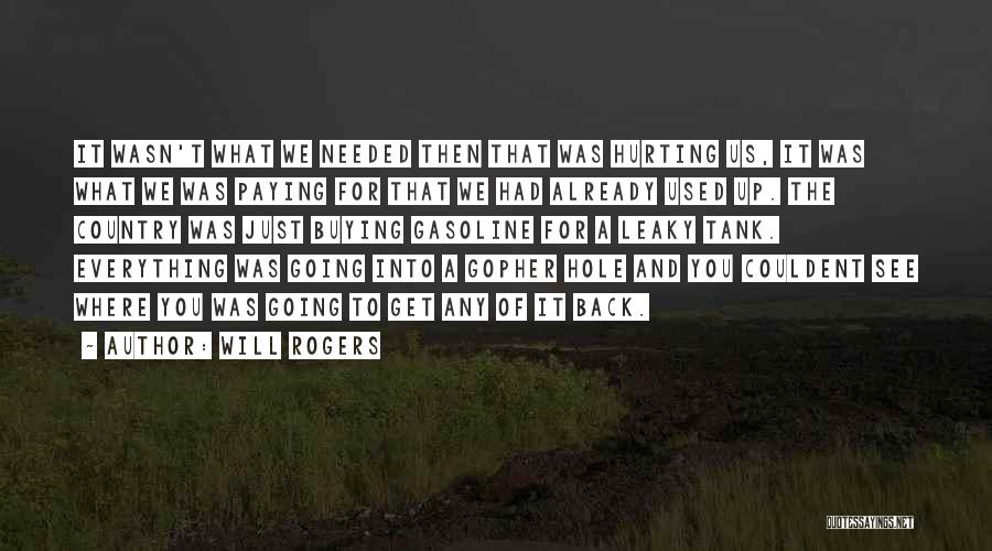 Will Rogers Quotes: It Wasn't What We Needed Then That Was Hurting Us, It Was What We Was Paying For That We Had