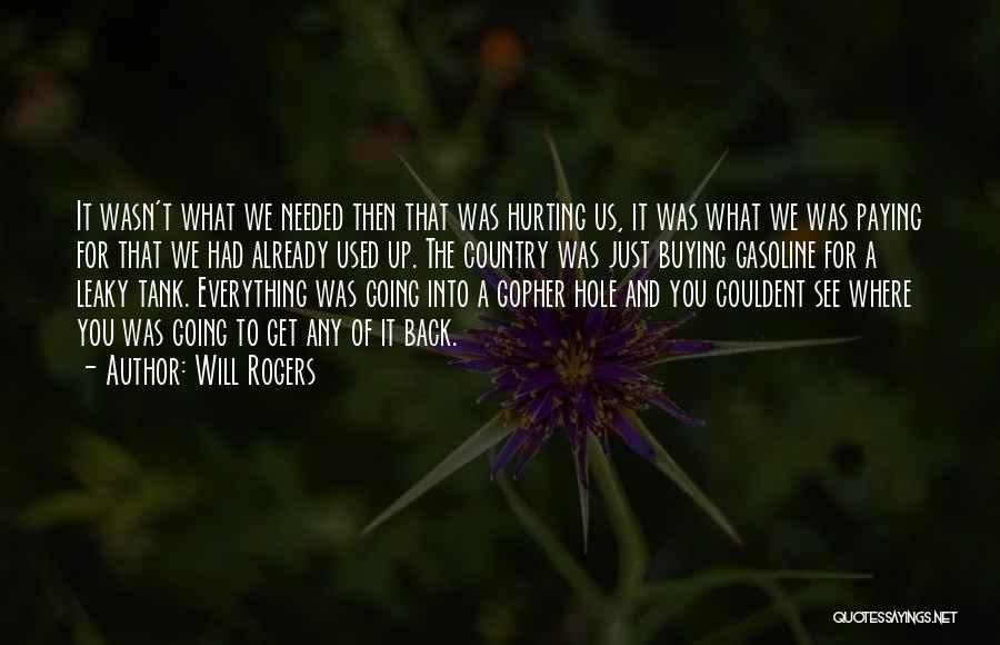 Will Rogers Quotes: It Wasn't What We Needed Then That Was Hurting Us, It Was What We Was Paying For That We Had