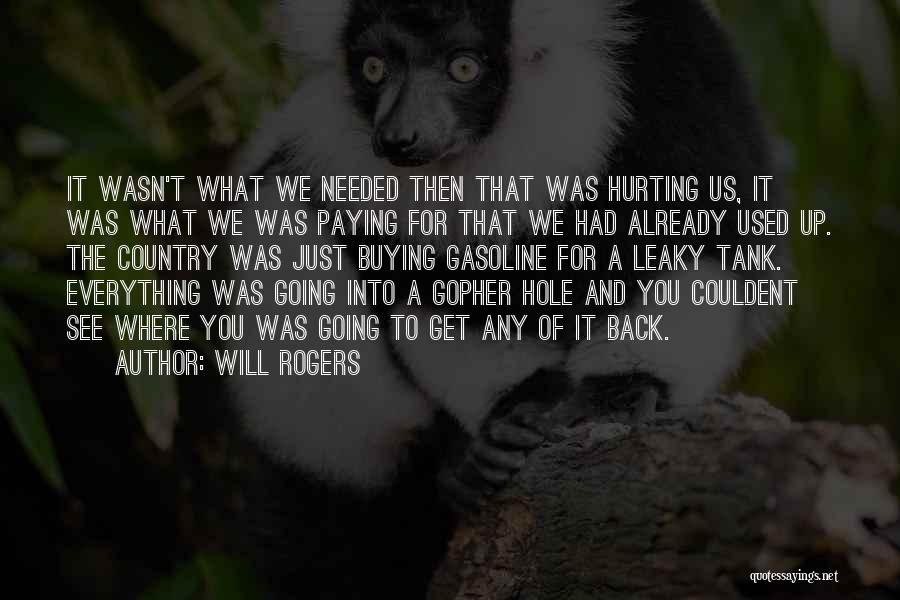 Will Rogers Quotes: It Wasn't What We Needed Then That Was Hurting Us, It Was What We Was Paying For That We Had