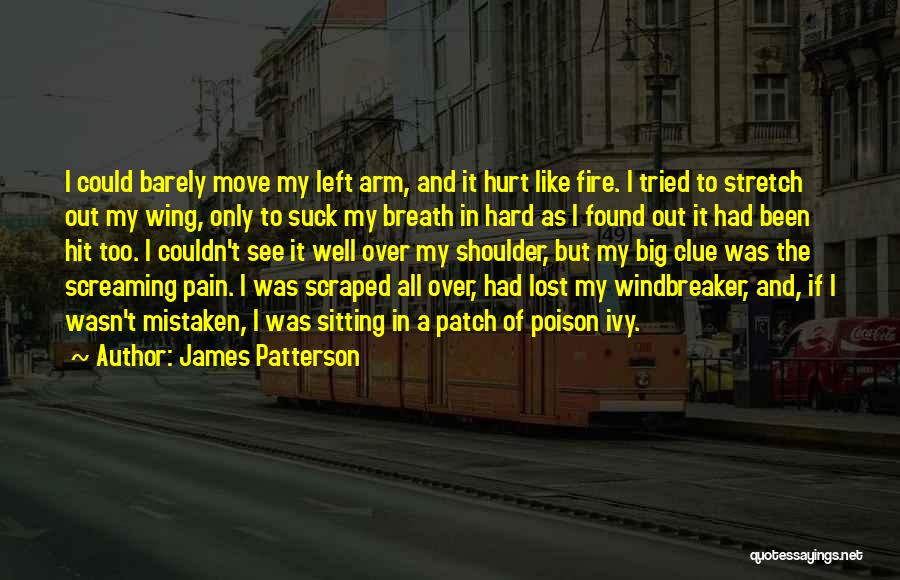 James Patterson Quotes: I Could Barely Move My Left Arm, And It Hurt Like Fire. I Tried To Stretch Out My Wing, Only