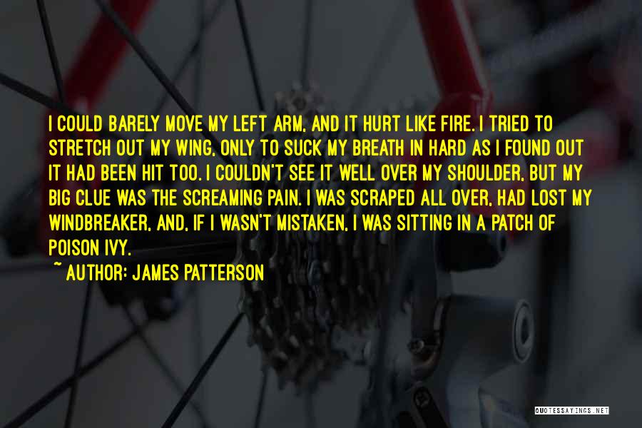 James Patterson Quotes: I Could Barely Move My Left Arm, And It Hurt Like Fire. I Tried To Stretch Out My Wing, Only