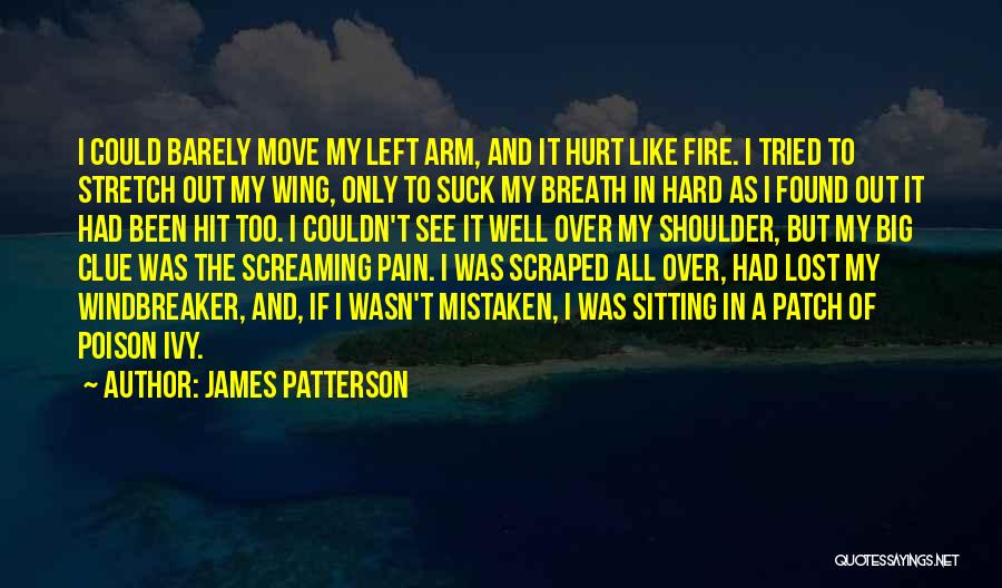 James Patterson Quotes: I Could Barely Move My Left Arm, And It Hurt Like Fire. I Tried To Stretch Out My Wing, Only