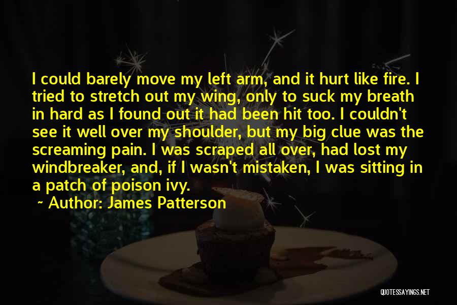 James Patterson Quotes: I Could Barely Move My Left Arm, And It Hurt Like Fire. I Tried To Stretch Out My Wing, Only