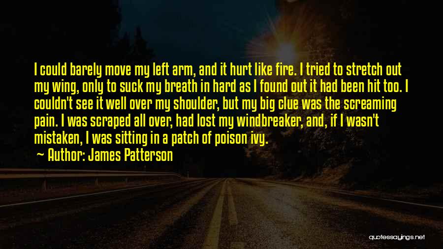 James Patterson Quotes: I Could Barely Move My Left Arm, And It Hurt Like Fire. I Tried To Stretch Out My Wing, Only