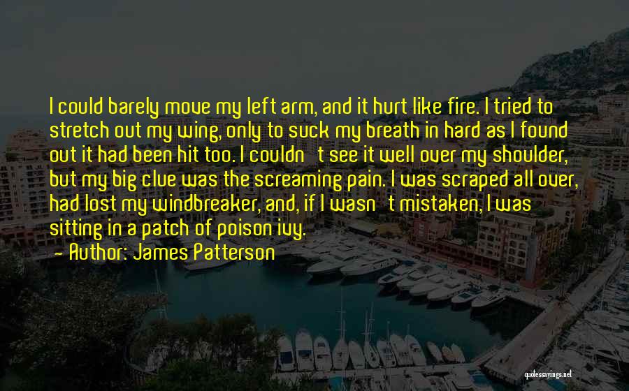 James Patterson Quotes: I Could Barely Move My Left Arm, And It Hurt Like Fire. I Tried To Stretch Out My Wing, Only