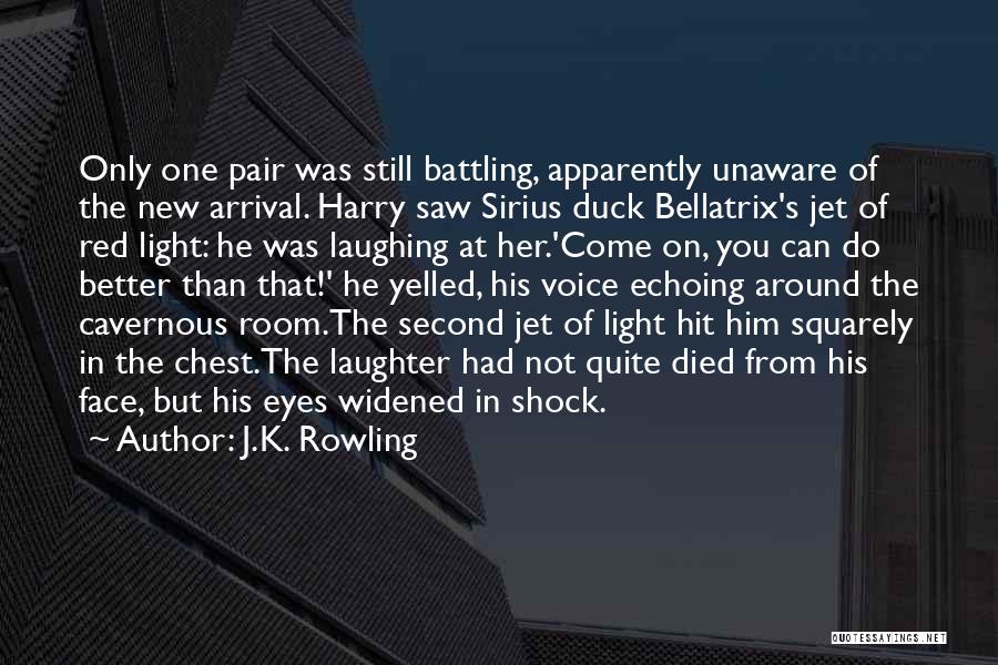 J.K. Rowling Quotes: Only One Pair Was Still Battling, Apparently Unaware Of The New Arrival. Harry Saw Sirius Duck Bellatrix's Jet Of Red