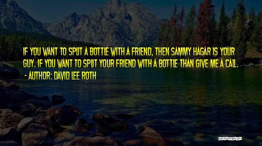 David Lee Roth Quotes: If You Want To Split A Bottle With A Friend, Then Sammy Hagar Is Your Guy. If You Want To