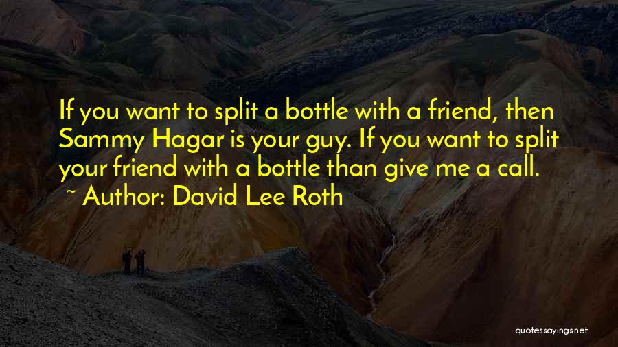 David Lee Roth Quotes: If You Want To Split A Bottle With A Friend, Then Sammy Hagar Is Your Guy. If You Want To