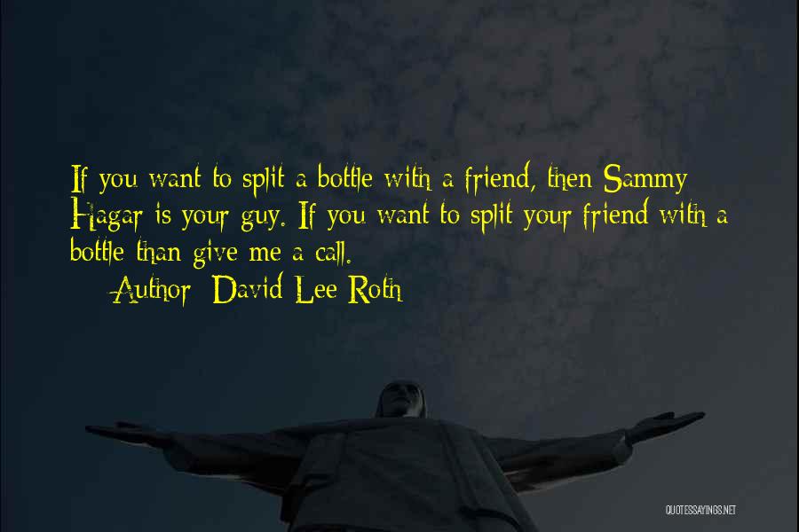 David Lee Roth Quotes: If You Want To Split A Bottle With A Friend, Then Sammy Hagar Is Your Guy. If You Want To
