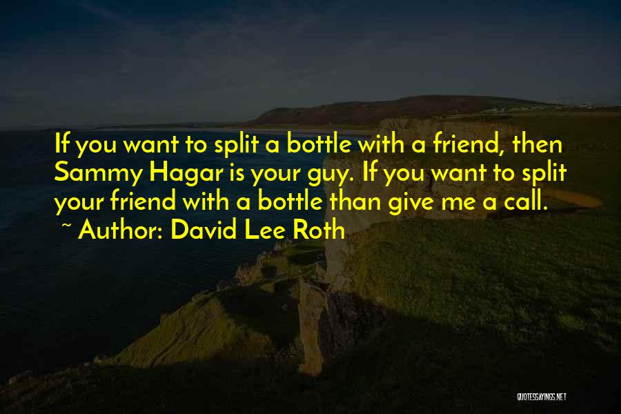 David Lee Roth Quotes: If You Want To Split A Bottle With A Friend, Then Sammy Hagar Is Your Guy. If You Want To