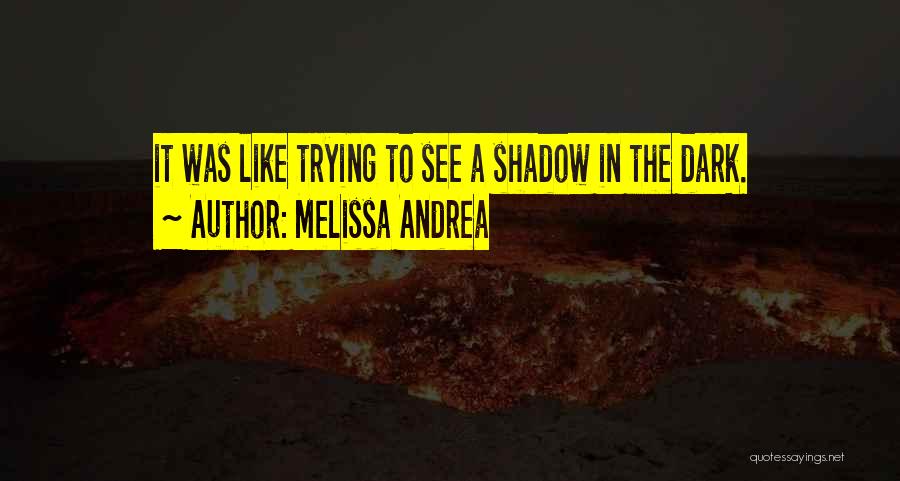 Melissa Andrea Quotes: It Was Like Trying To See A Shadow In The Dark.
