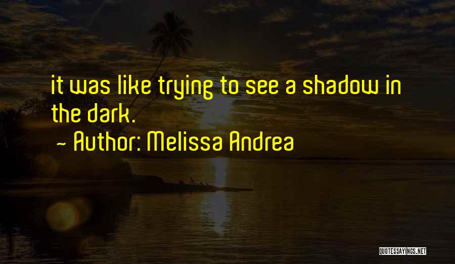 Melissa Andrea Quotes: It Was Like Trying To See A Shadow In The Dark.