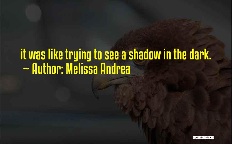 Melissa Andrea Quotes: It Was Like Trying To See A Shadow In The Dark.