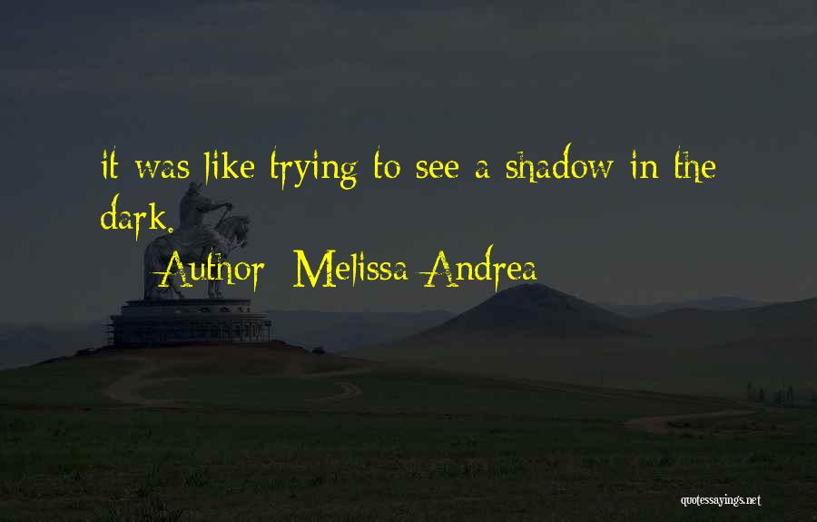 Melissa Andrea Quotes: It Was Like Trying To See A Shadow In The Dark.