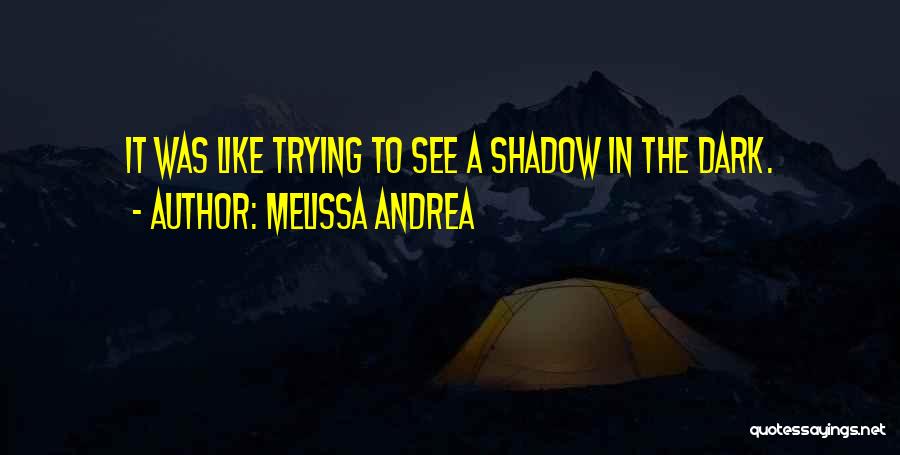 Melissa Andrea Quotes: It Was Like Trying To See A Shadow In The Dark.