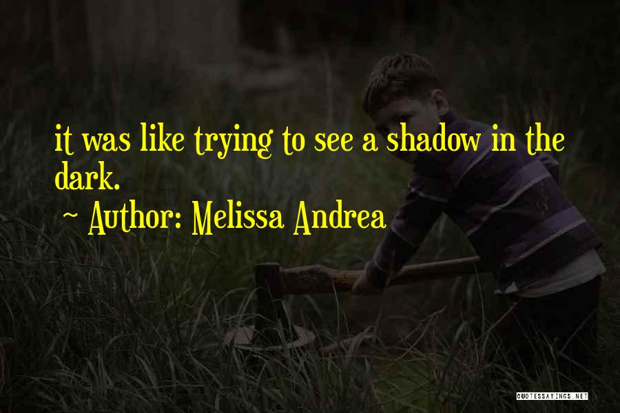 Melissa Andrea Quotes: It Was Like Trying To See A Shadow In The Dark.