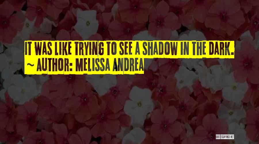 Melissa Andrea Quotes: It Was Like Trying To See A Shadow In The Dark.