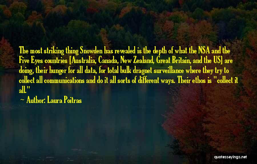 Laura Poitras Quotes: The Most Striking Thing Snowden Has Revealed Is The Depth Of What The Nsa And The Five Eyes Countries [australia,