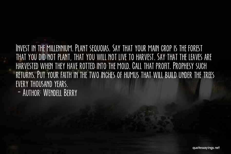 Wendell Berry Quotes: Invest In The Millennium. Plant Sequoias. Say That Your Main Crop Is The Forest That You Did Not Plant, That