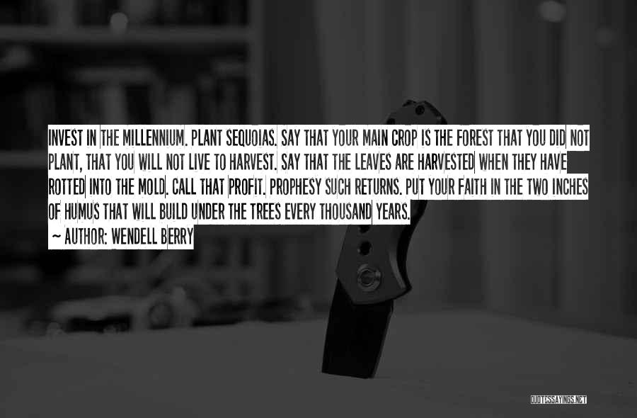 Wendell Berry Quotes: Invest In The Millennium. Plant Sequoias. Say That Your Main Crop Is The Forest That You Did Not Plant, That