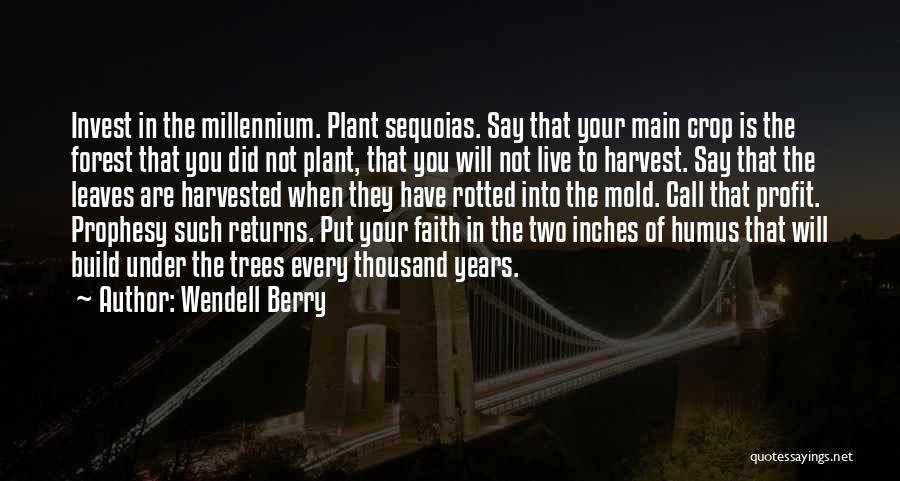 Wendell Berry Quotes: Invest In The Millennium. Plant Sequoias. Say That Your Main Crop Is The Forest That You Did Not Plant, That
