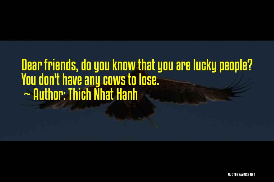 Thich Nhat Hanh Quotes: Dear Friends, Do You Know That You Are Lucky People? You Don't Have Any Cows To Lose.